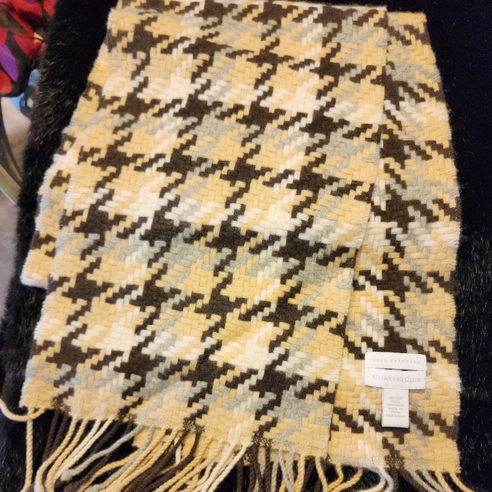 Charter Club Plaid Cashmere Scarf